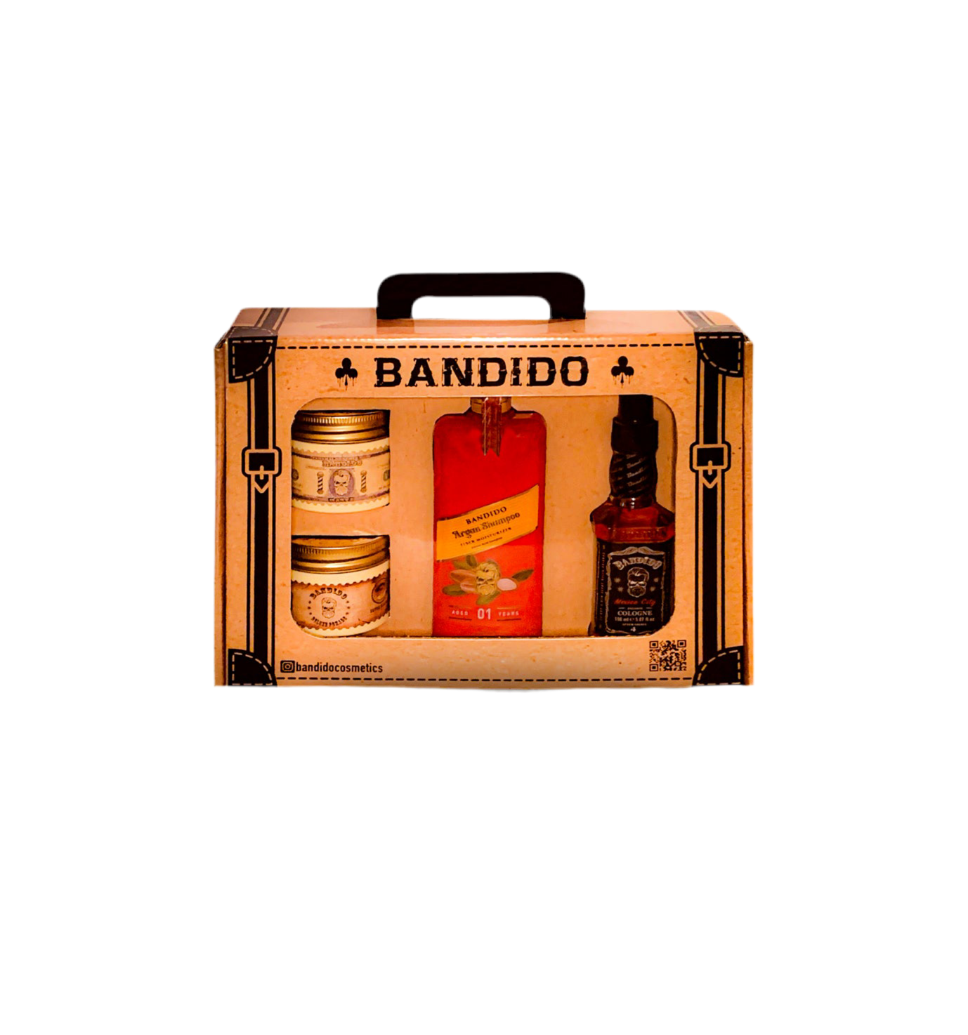 Bandido Cadeau Set. Argan Shampoo. Dleuxe Pomade. Natural Mtte Wax. Colonge