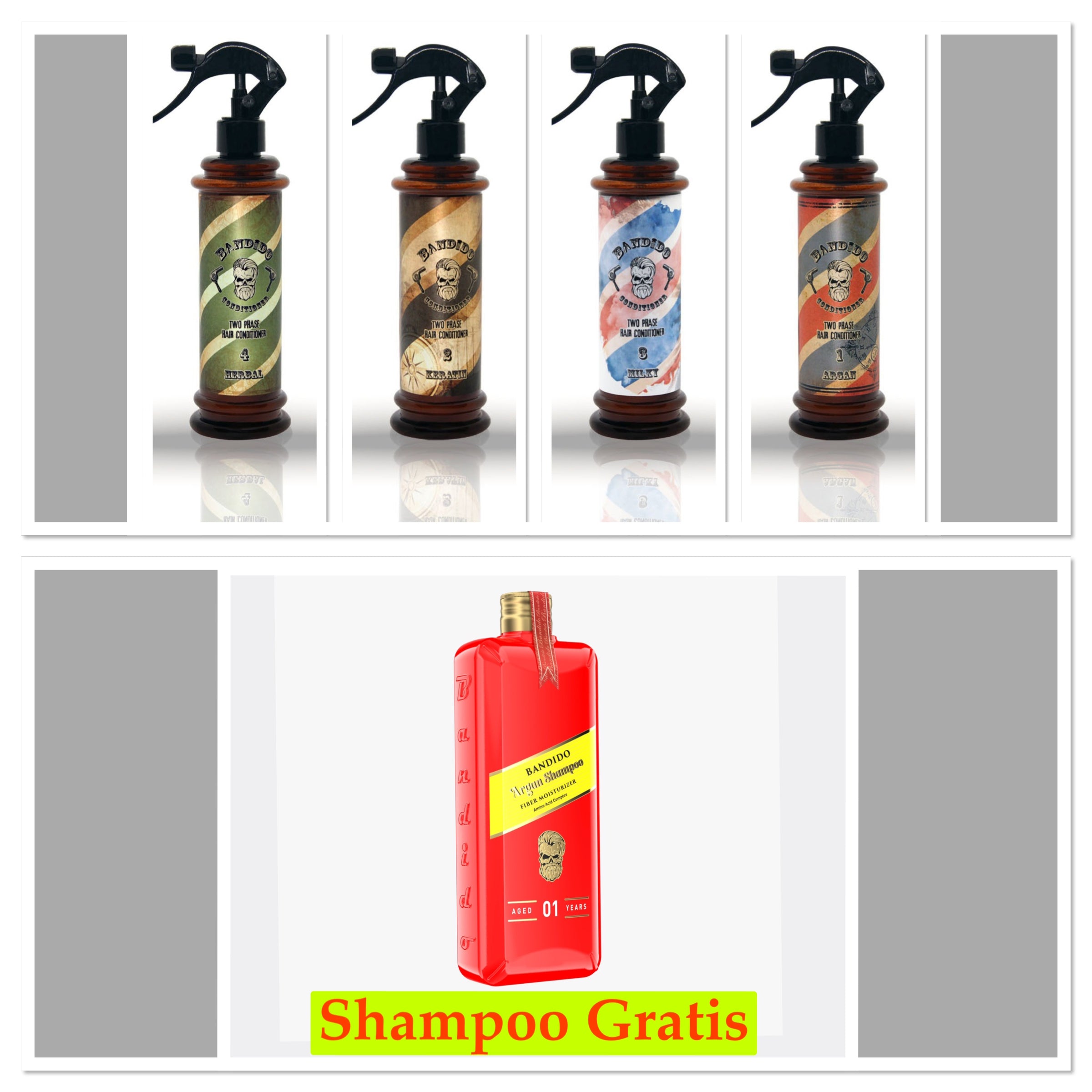 Bandido Hair Tow Phase Conditioner 4 Stuks 350ml +1X Argan shampoo 350ml Gratis