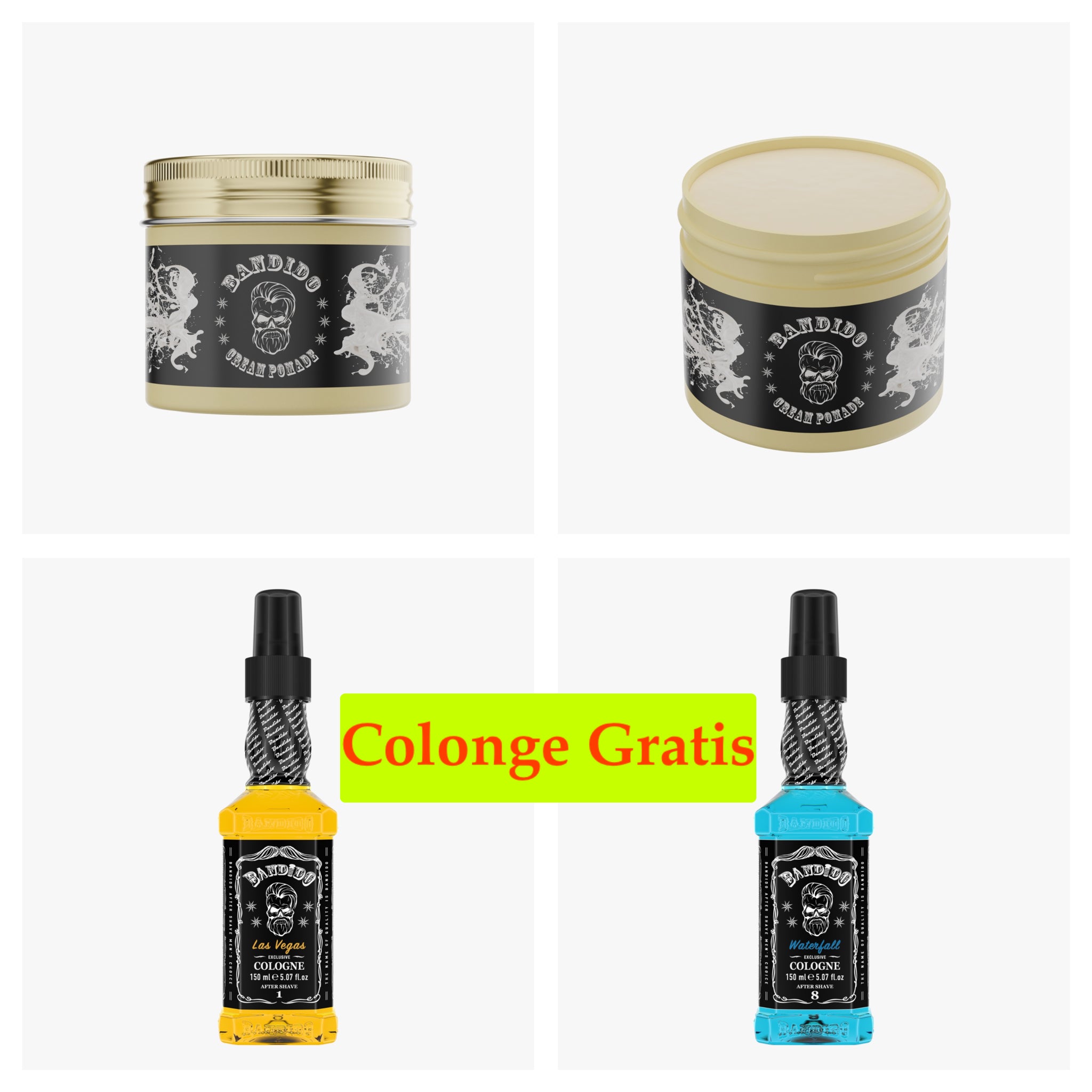Bandido Cream haar Pomade 2 Stuks 125ml  +2X Cologne 300ml Gratis